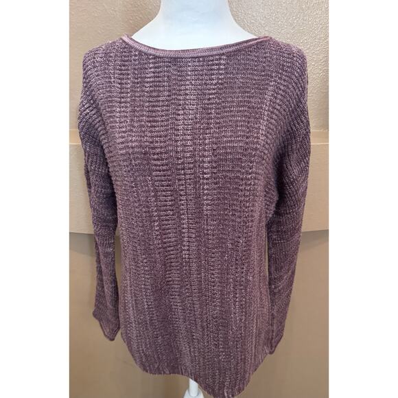 J Jill Long Sleeve Cotton Blend Sweater Plum Pullover Cable Knit Design Size SP - Picture 1 of 8
